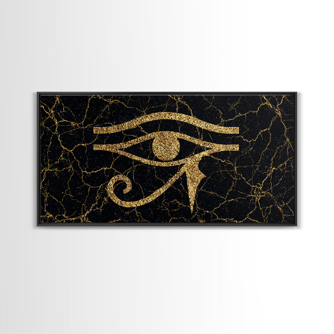 Gold Eye Of Horus Wall Art, African Egyptian Art, Ancient African Art, Black And Gold Design, Mystical Spiritual Decor Gift