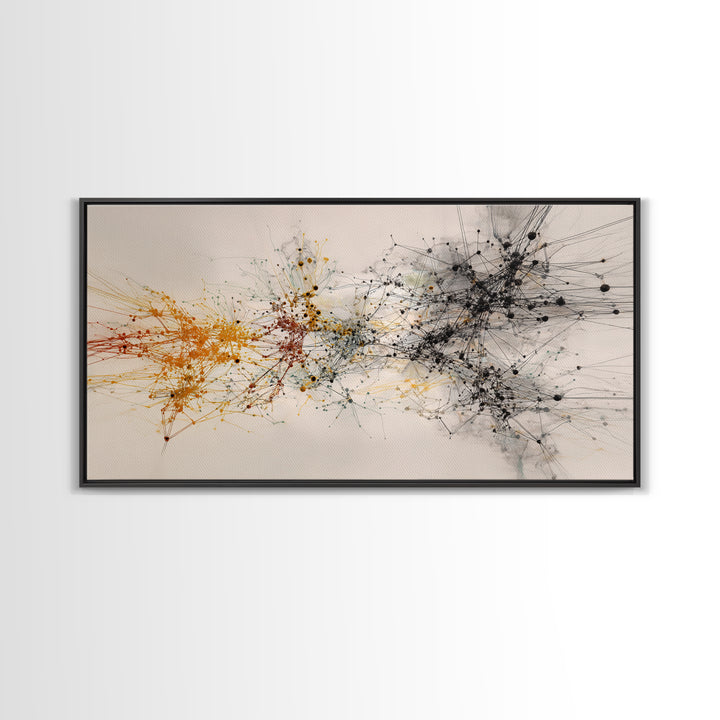 Orange Black Network Splatter Abstract Canvas Print, African Art Abstract, Modern Office Wall Decor, Contemporary Home Decor