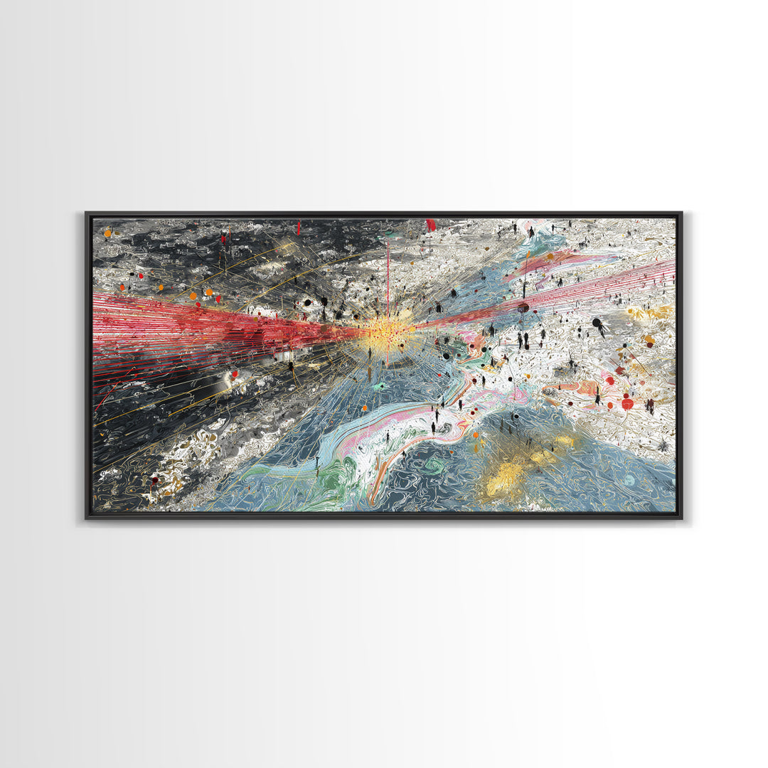Red Blue Abstract Energy Flow Map Canvas Print, African Art Abstract, Modern Wall Decor, Bold Contemporary Office Decor Gift