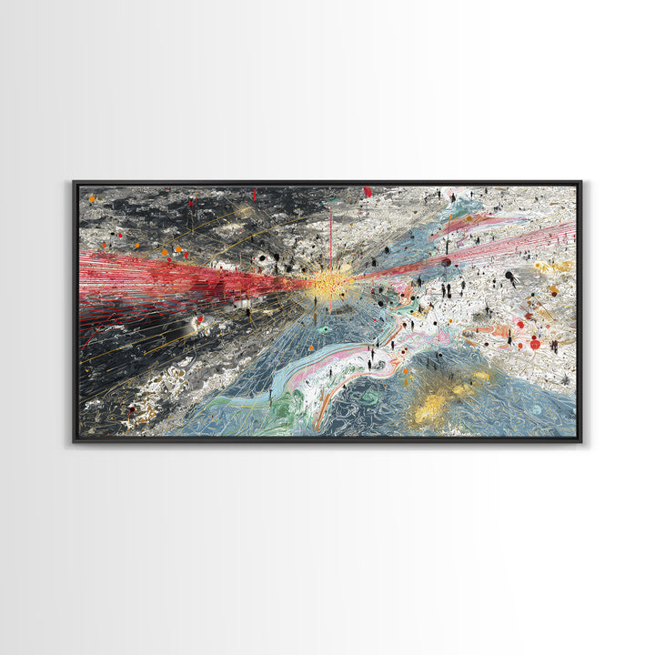 Red Blue Abstract Energy Flow Map Canvas Print, African Art Abstract, Modern Wall Decor, Bold Contemporary Office Decor Gift