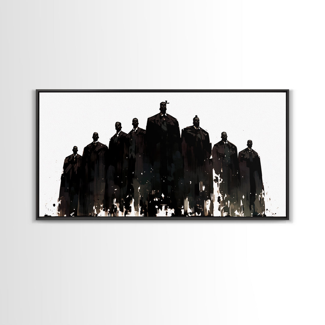 Powerful Black Men Silhouette Wall Art, African American Art, Abstract Portrait Canvas, Black History Gift For Office Decor