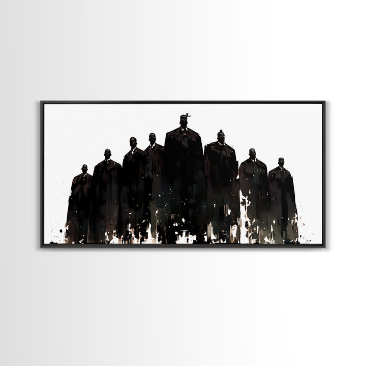 Powerful Black Men Silhouette Wall Art, African American Art, Abstract Portrait Canvas, Black History Gift For Office Decor