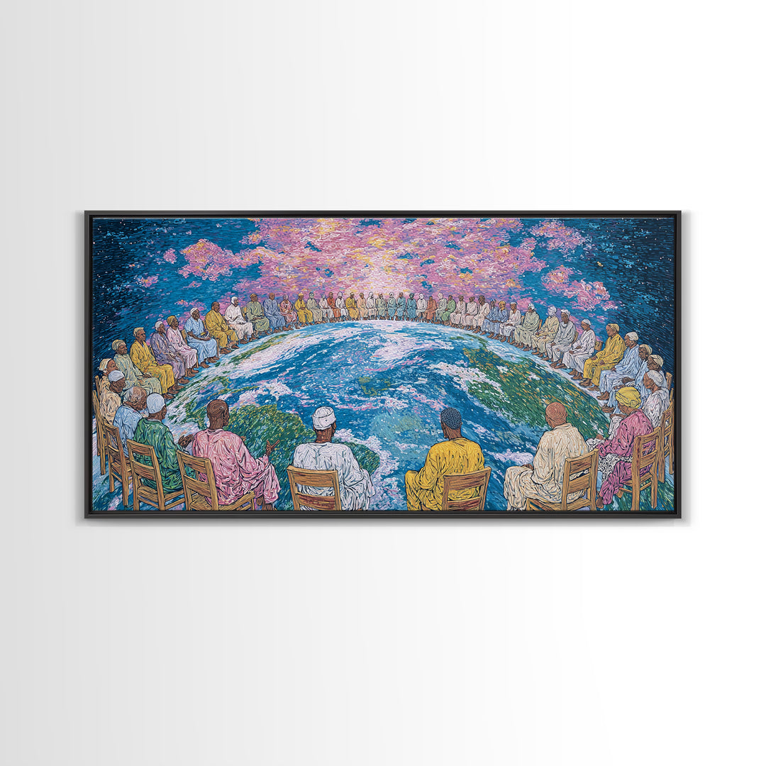 Global Elders Around Earth Wall Art, African American Art, Afrocentric Wall Art, Black History Art, Statement Home Decor