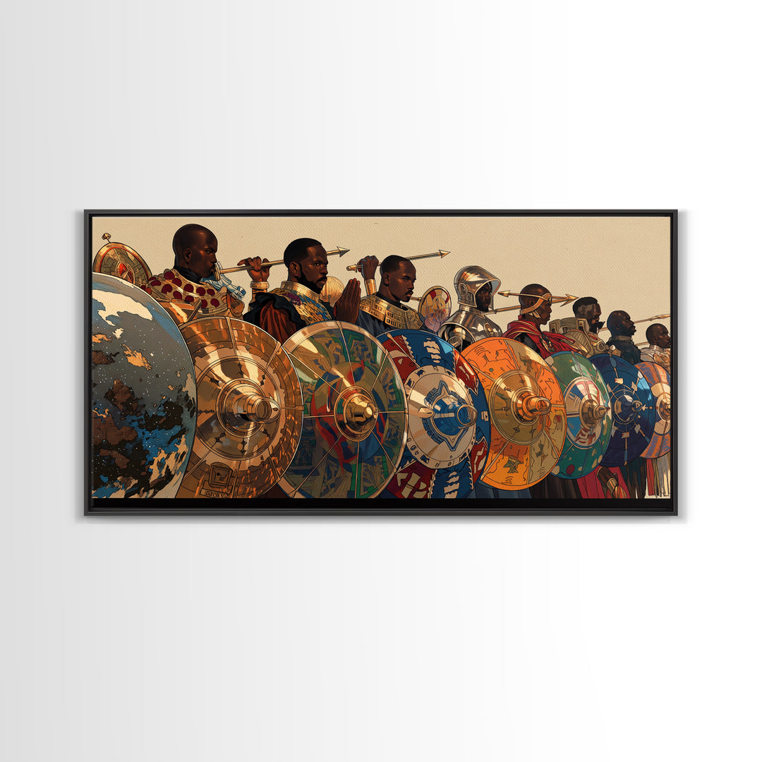 African Warriors With Shields And Spears Wall Art, African Warrior Art, Tribal Art Print, Bold Cultural Home Decor Gift For Him