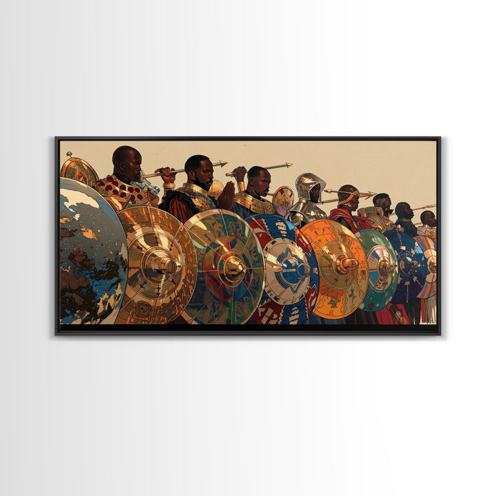 African Warriors With Shields And Spears Wall Art, African Warrior Art, Tribal Art Print, Bold Cultural Home Decor Gift For Him
