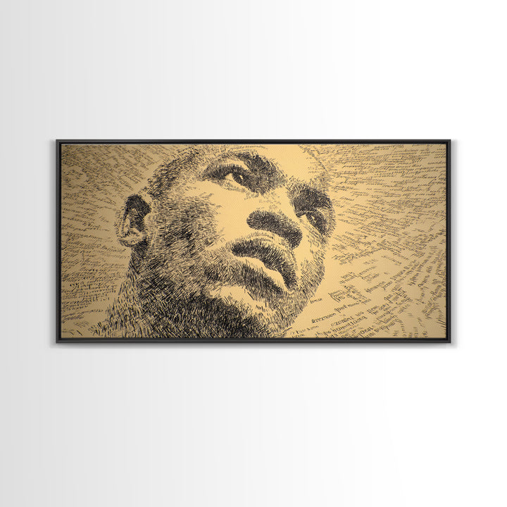 Sepia Text Portrait Of Black Man Canvas Print, African American Art, Afrocentric Wall Decor, Masculine Office Art Gift Idea