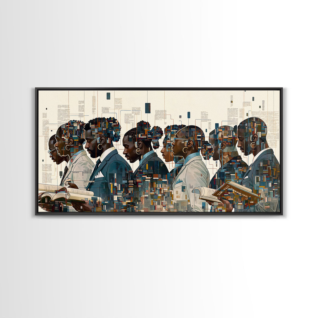 Black Scholars In Geometric Profile Wall Art, African American Art, Modern Black Culture Art, Office Decor, Afrocentric Prints