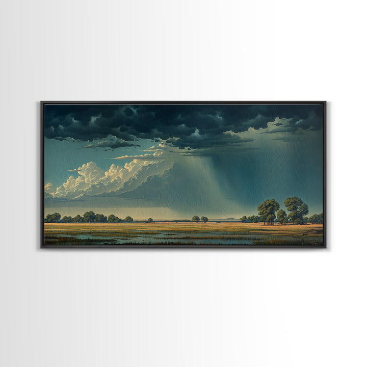 Dramatic Rainstorm Over African Wetlands Canvas Print, African Landscape, Safari Decor, Nature Wall Art, Statement Home Decor