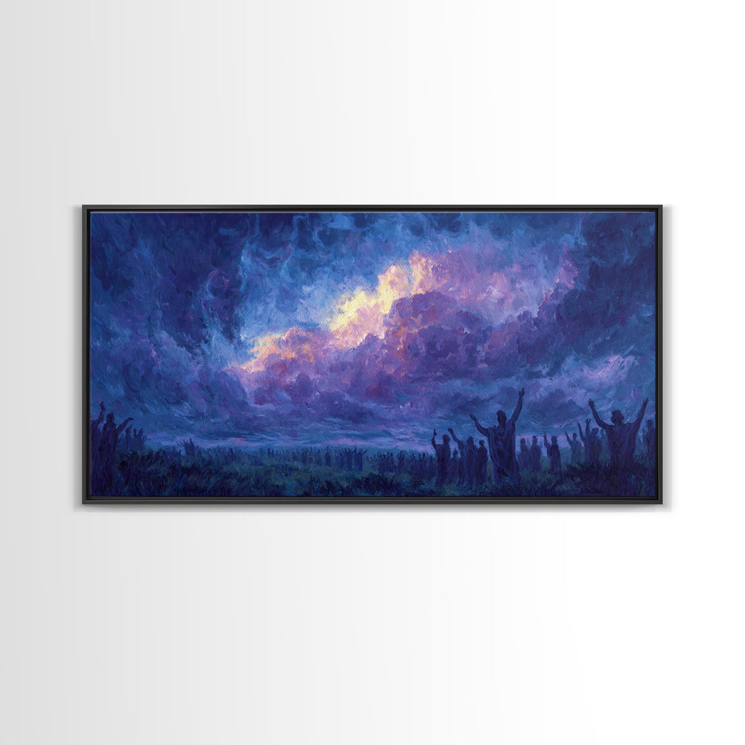 Mystic Purple African Storm Sky With Silhouettes Canvas Print, Spiritual Wall Art, Dreamy Landscape, Afrocentric Decor Gift