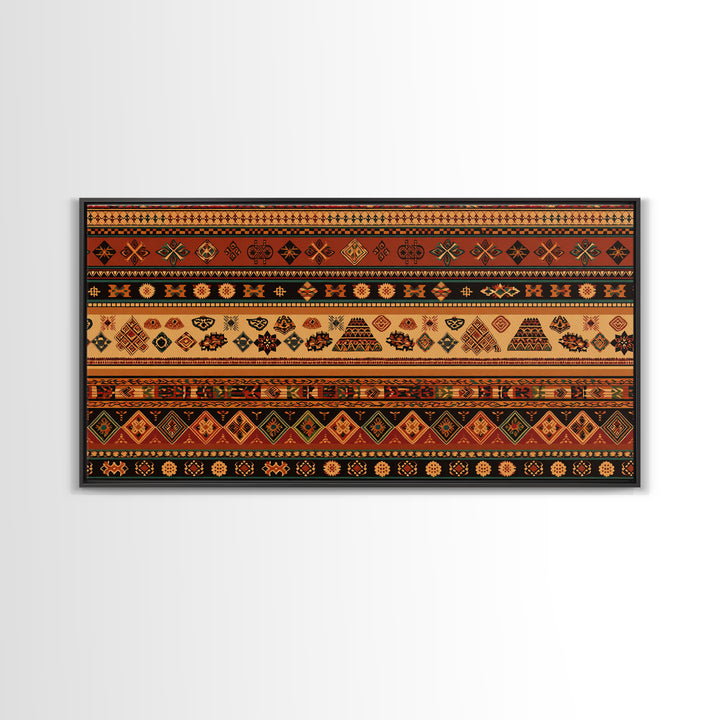 Traditional African Stripe Textile Wall Art, Ankara Pattern Print, Tribal Wall Decor, Warm Cultural Home Decor For Living Room