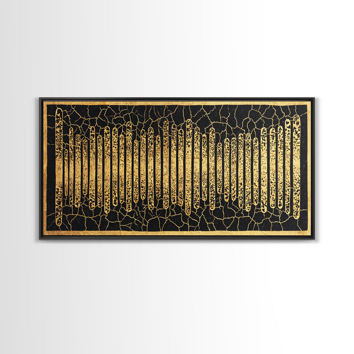 Black Gold African Textile Lines Wall Art, Abstract African Art Print, Tribal Pattern Canvas, Modern Afrocentric Decor Gift