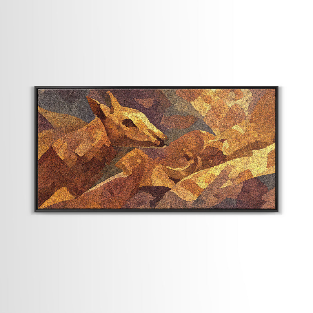 Golden Giraffe Faces In Warm Desert Light Canvas Print African Animal Art, Safari Decor, Boho Earth Tone Wall Decor For Living Room