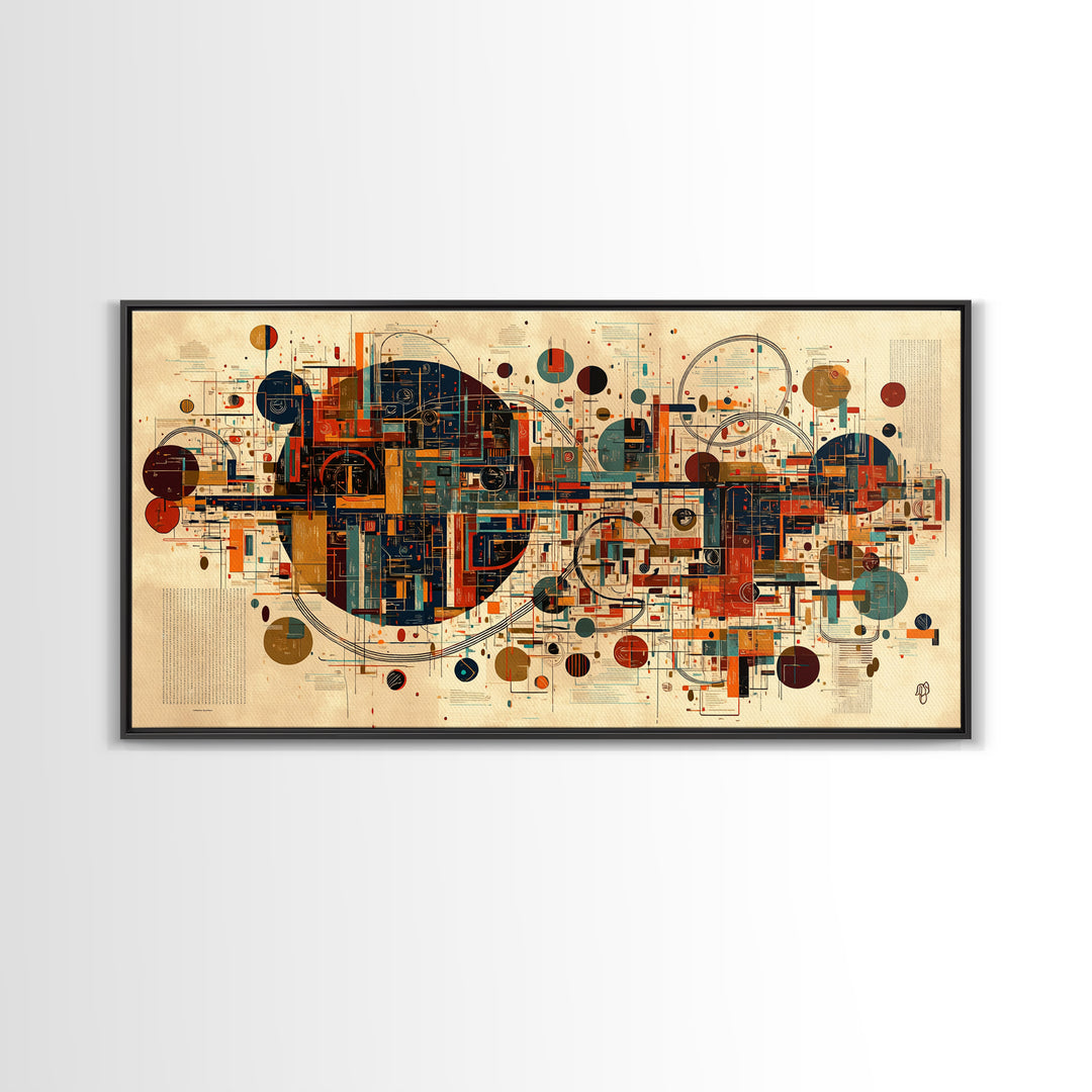 Modern Geometric City Map With Circles And Lines Wall Art African Abstract Art, Mid Century Office Decor, Statement Print
