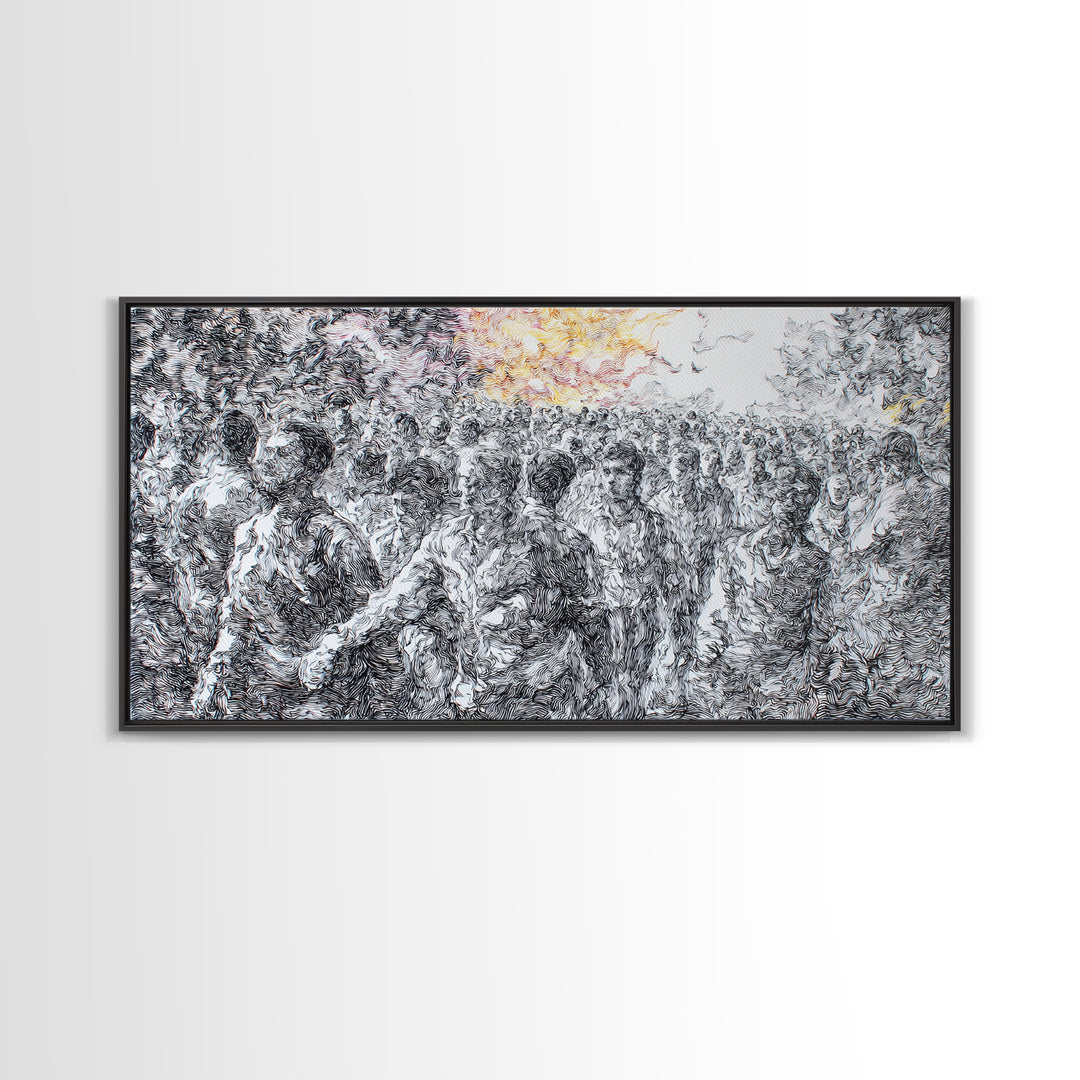 Gold Sun Over Textured African Landscape Canvas Print, Safari Wall Decor, Abstract Nature Scene, Modern Black White Art Gift