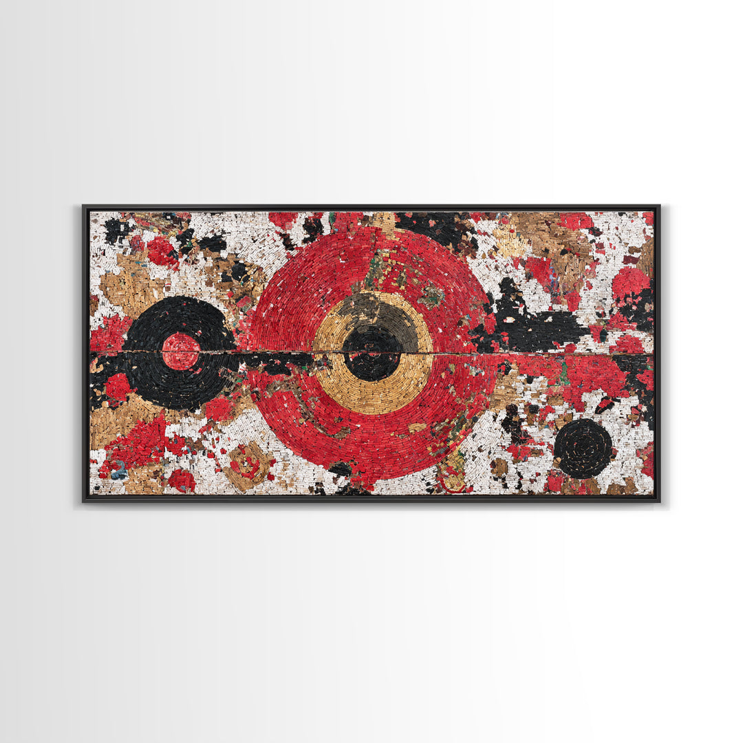 Red Black Gold African Target Abstract Wall Art, Geometric Textile Pattern Print, Bold Afrocentric Modern Decor Canvas Gift
