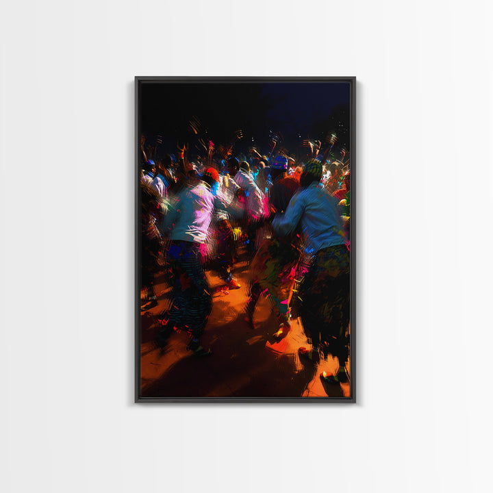 Vibrant Night African Festival Dancers Wall Art, Colorful Celebration Print, Cultural Decor, Afrocentric Statement Piece