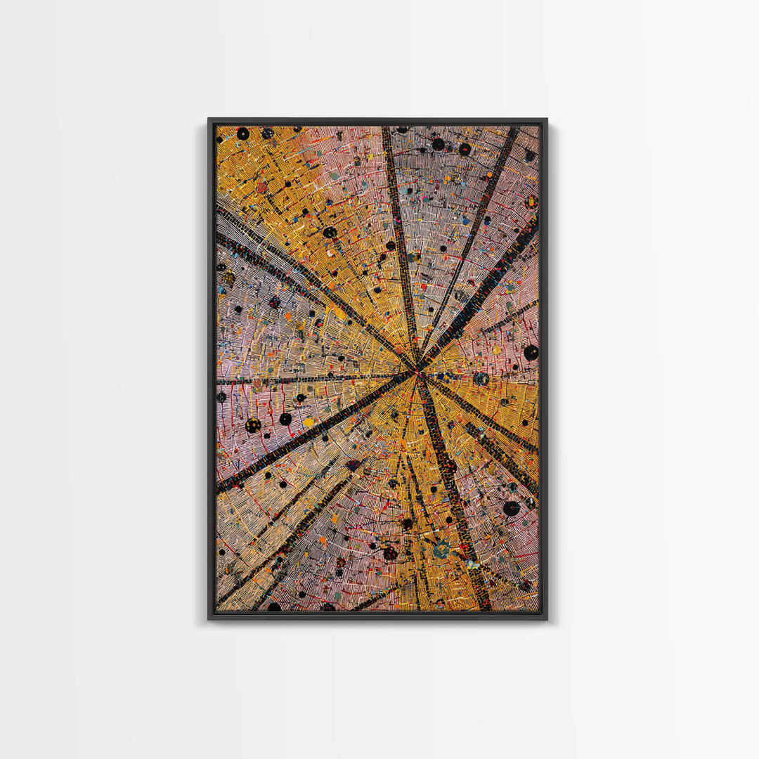 Radiant Orange Tribal Starburst Abstract Wall Art, African Pattern Print, Geometric Afrocentric Decor, Bold Canvas Artwork