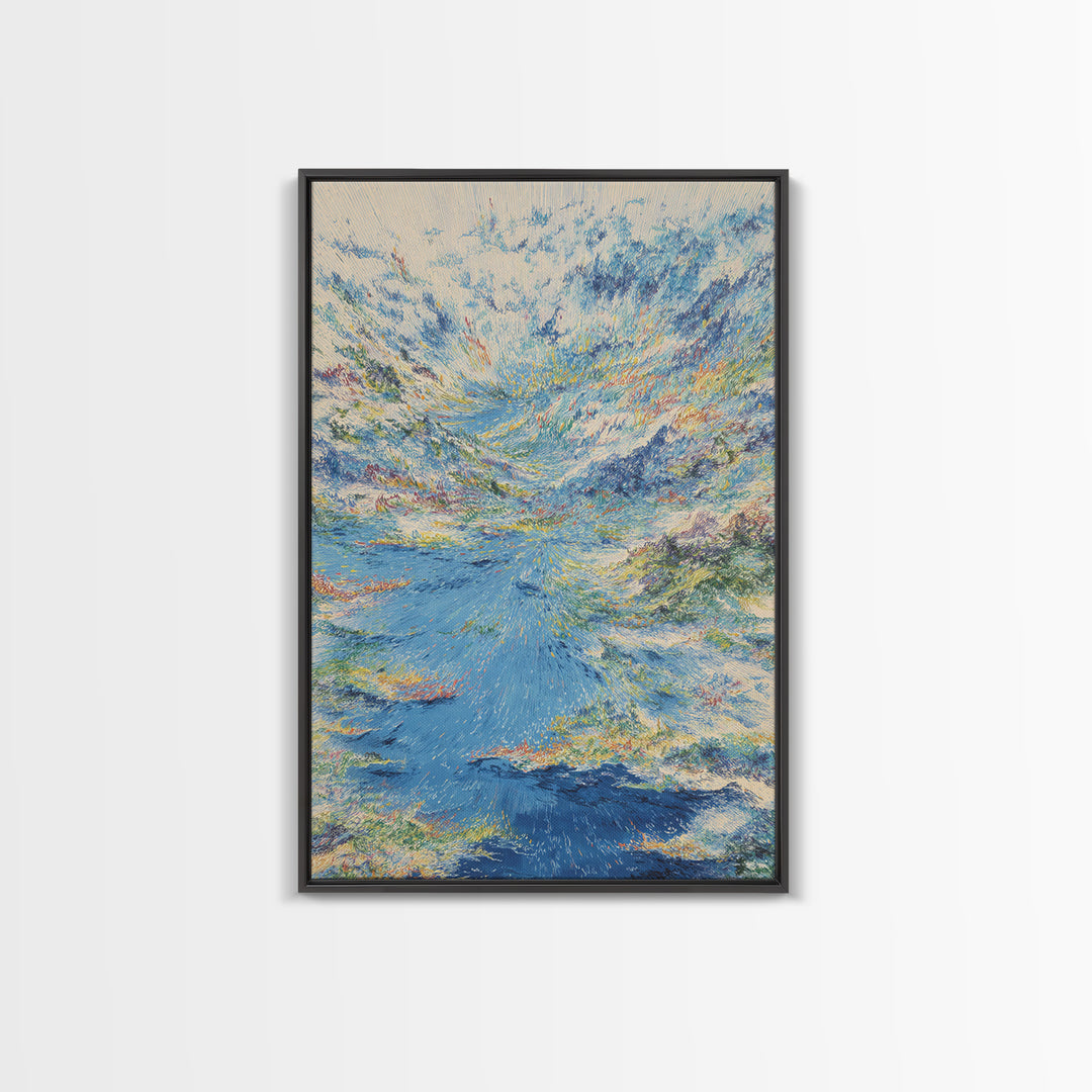 Dreamy Blue Coastal Seascape Canvas Print, Modern African Inspired Art, Ocean Landscape Wall Decor, Serene Gallery Artwork