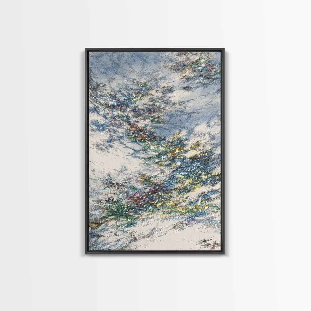 Wind Swept Blue Sky Abstract Wall Art, Dreamy Nature Scene Art, Modern Canvas Decor, Colorful Textured Landscape Fine Art Print