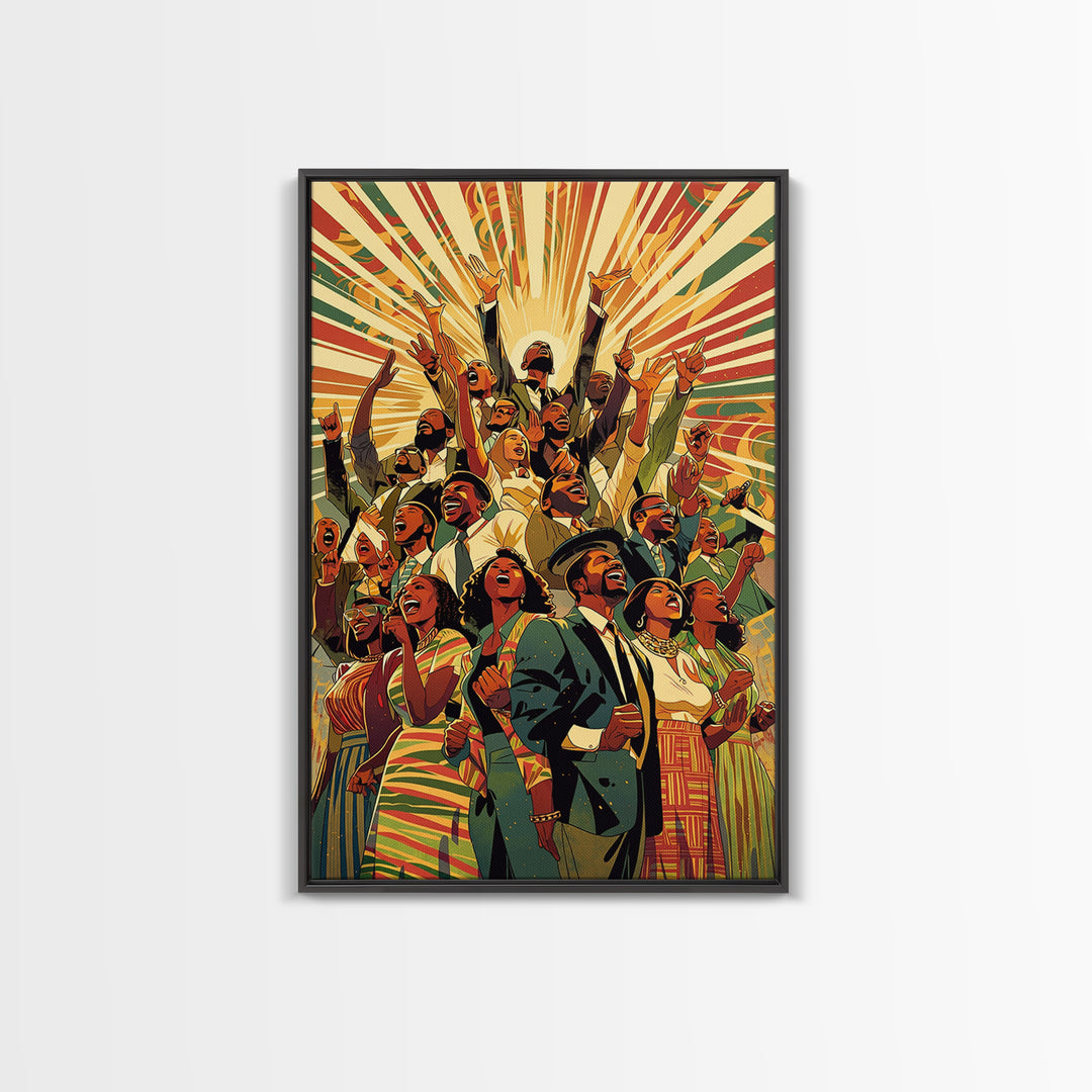 Joyful African Celebration Wall Art, Afrocentric Art, Black Culture Art, African American Art Prints, Colorful Home Decor