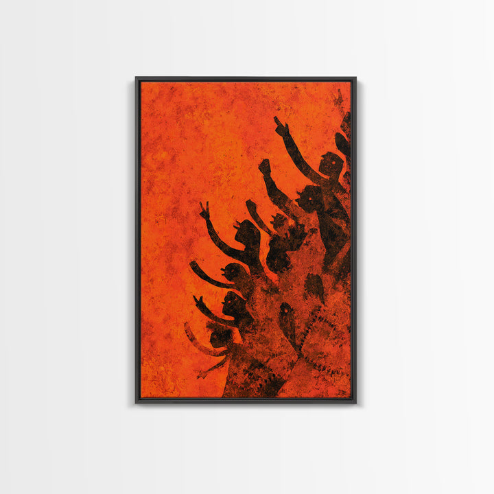 Orange African Dance Silhouettes Wall Art, African Celebration, Black Women Art, Afrocentric Decor, Empowerment Gift For Her