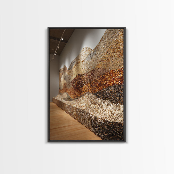 Gallery Stone Mosaic Wave Landscape, Large Textured Wall Art, Earth Tone Decor, Contemporary Art Print, Unique Canvas Print