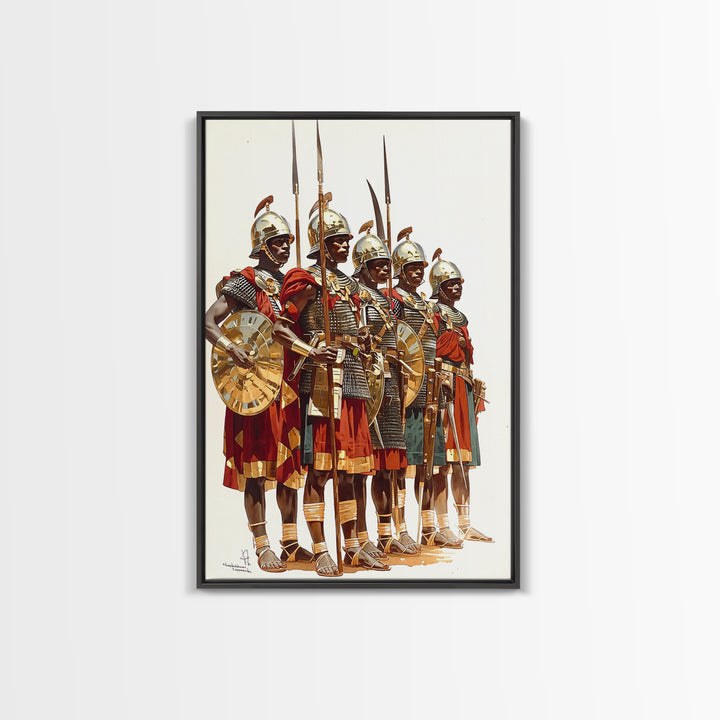 Ancient African Warriors With Spears And Shields Canvas Print, Tribal Warrior Art, Historical Wall Decor, Office Art, Gift For Him