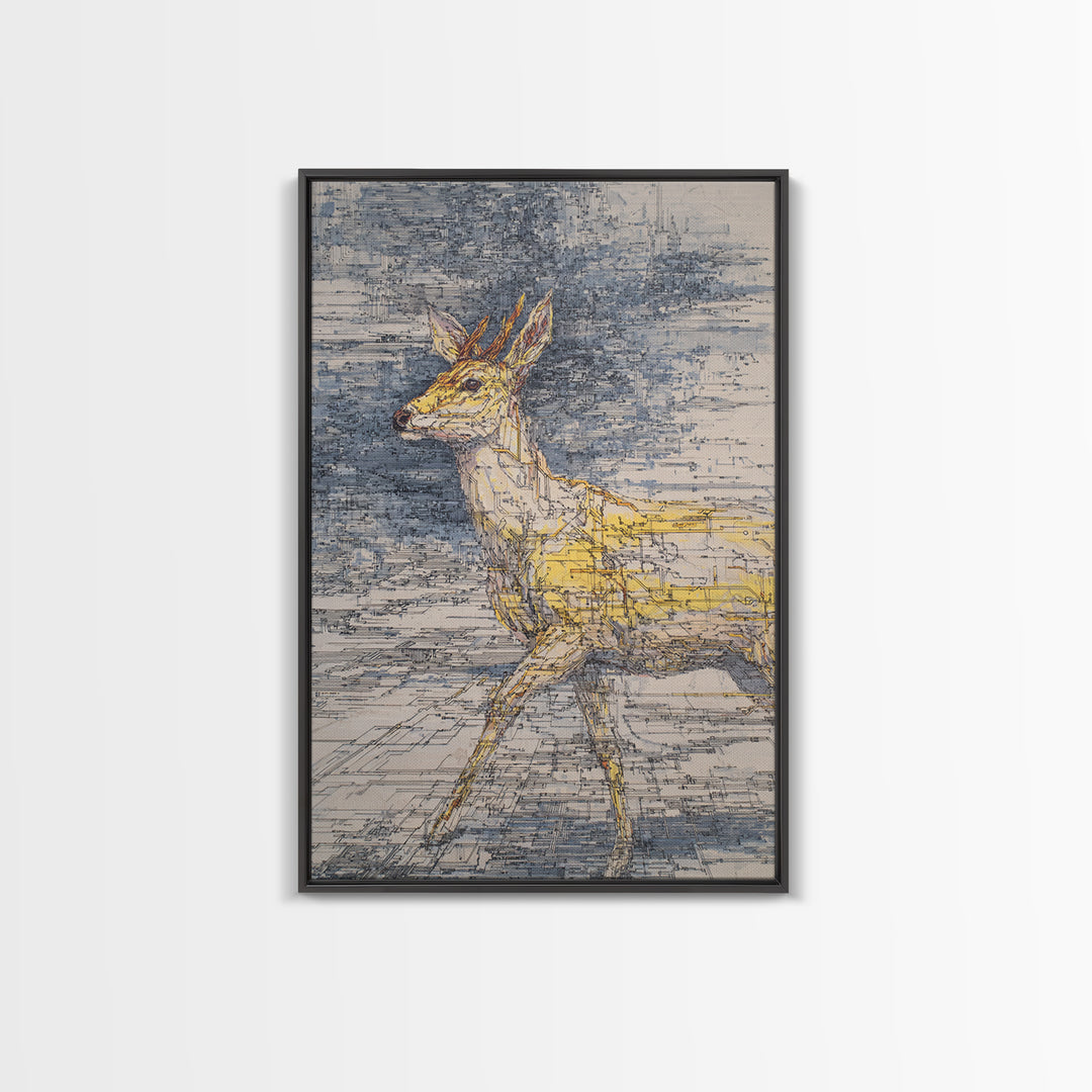 Minimalist Antelope Line Drawing Canvas Print, African Animal Art, Safari Decor, Neutral Wildlife Wall Art, Nature Art Gift