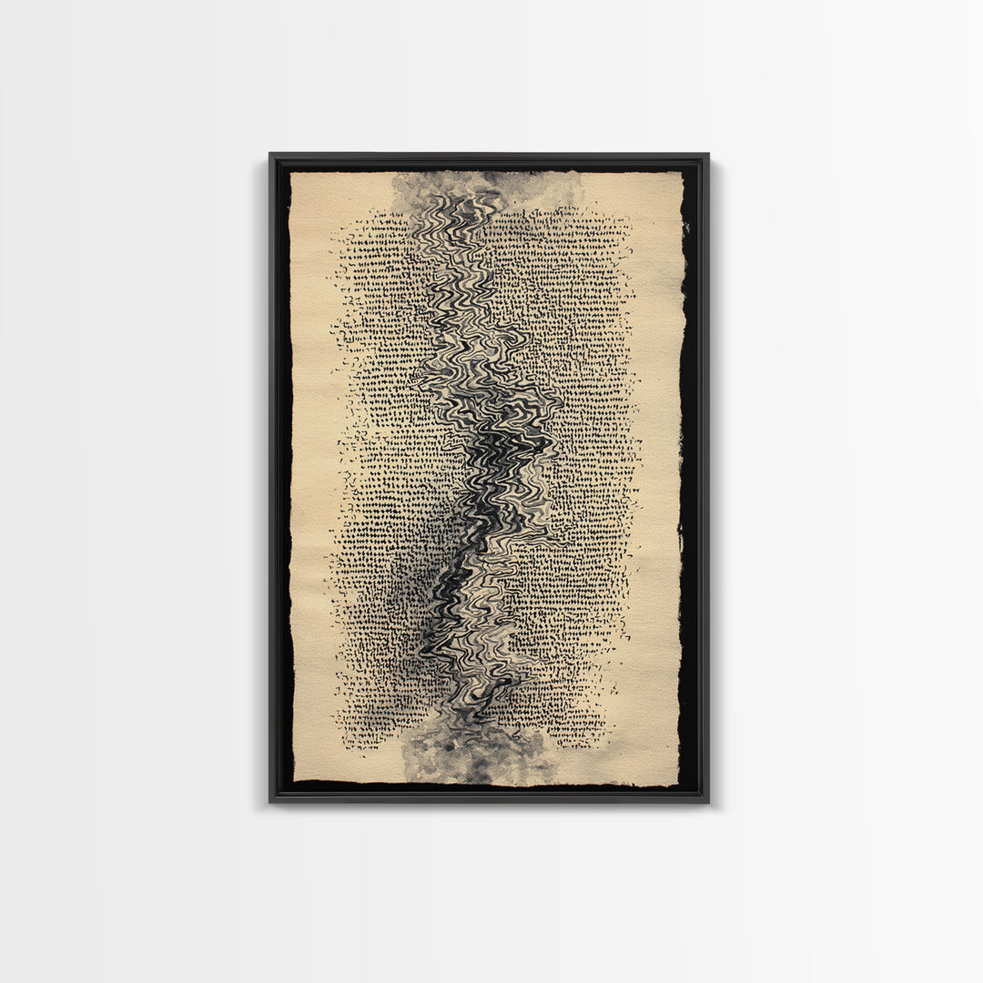 Antique Parchment Abstract Calligraphy Canvas Print, Ancient Manuscript Texture, Neutral Boho Wall Decor, Spiritual Art Gift