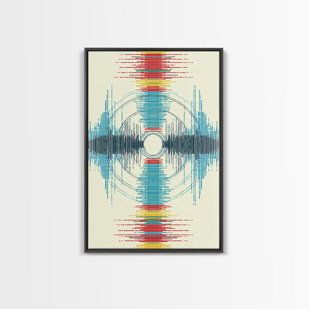 Vibrant Soundwave Circles In Red Blue Yellow Wall Art, Abstract Geometric Print, Modern Office Decor, Digital Art Africa