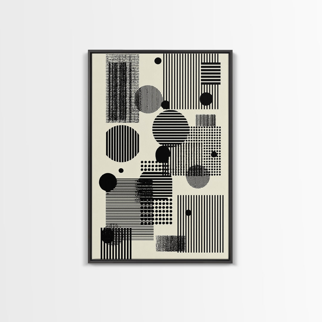 Minimal Black White Circles Stripes And Dots Wall Art, Geometric Wall Art, Minimalist Decor, Abstract Art Print, Modern Home Decor