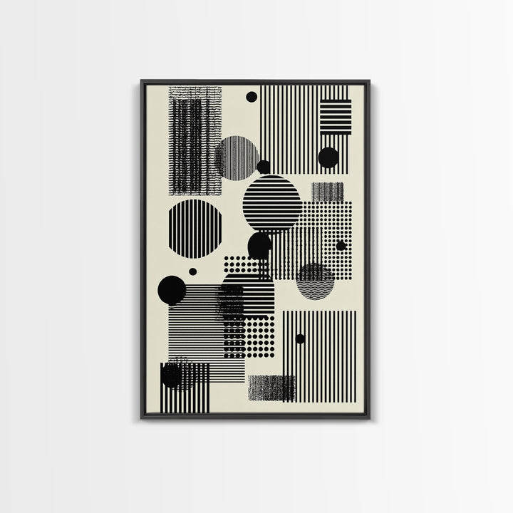 Minimal Black White Circles Stripes And Dots Wall Art, Geometric Wall Art, Minimalist Decor, Abstract Art Print, Modern Home Decor