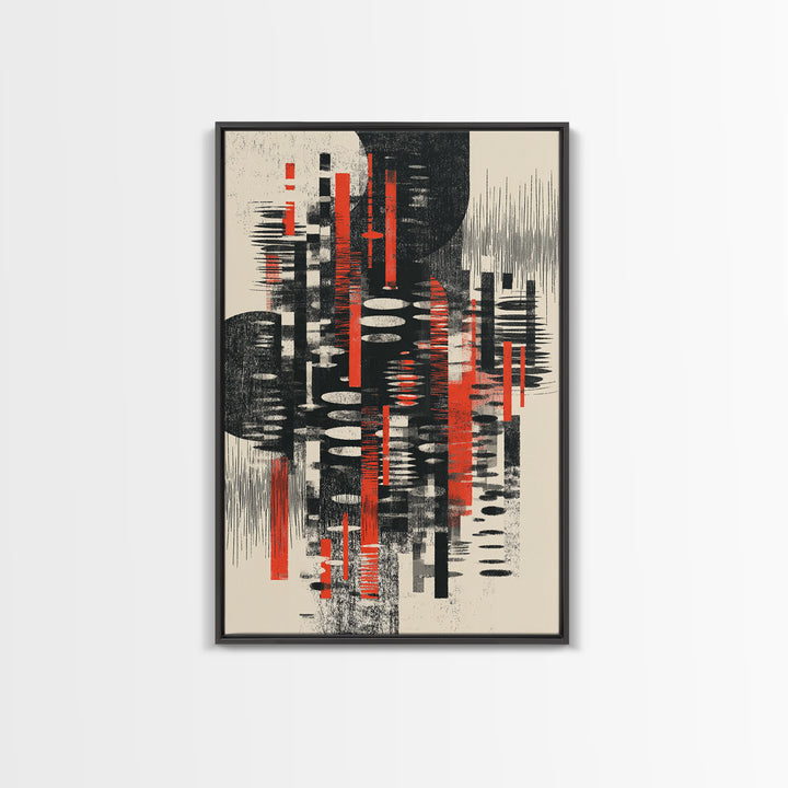 Black Red Textured Marks On Cream Wall Art, African Art Abstract, Modern Black Art, Statement Wall Art, Home Decor, Artistic Gift