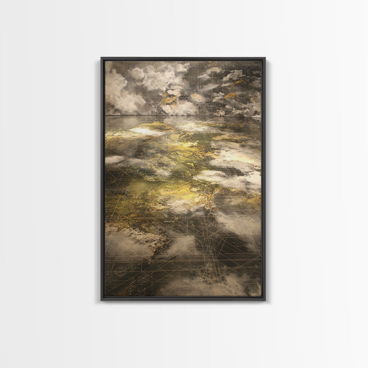Atmospheric Gold Cloudscape Wall Art, Abstract African Art, Earth Tone Wall Art, Luxury Canvas Print, Modern Home Decor Gift