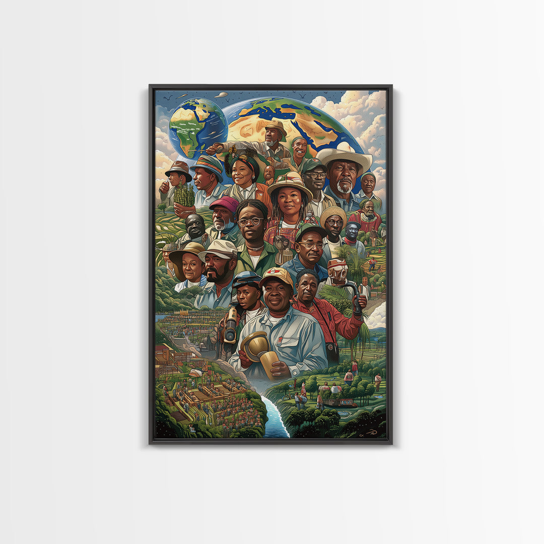African Community Farmers Portrait Wall Art, Afrocentric Art Print, Black Culture Decor, Unique Motherland Living Room Home Decor Gift