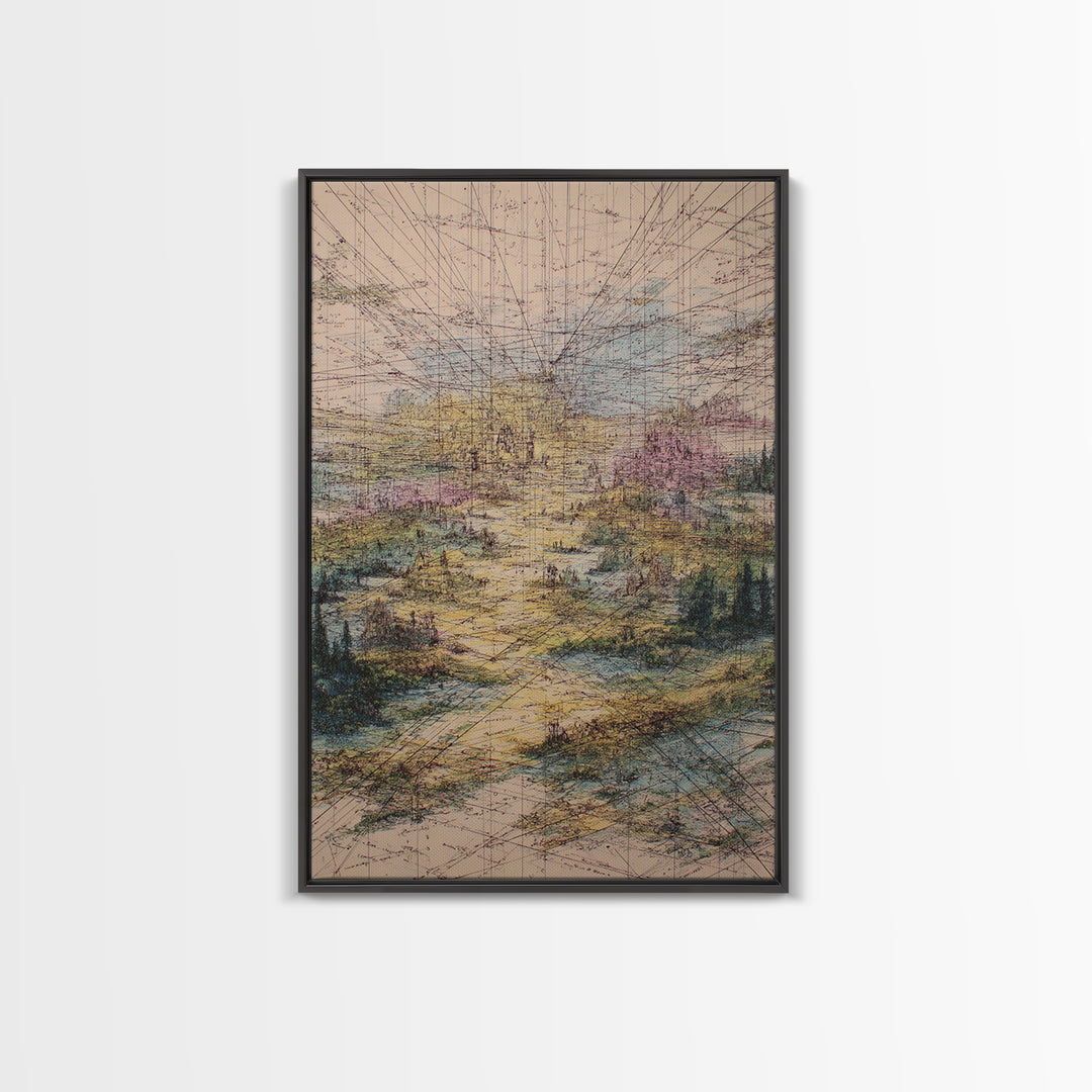 Pastel Pathway Abstract Wall Art, Dreamy Landscape Print, Modern Office Decor, Textured Blue Pink Large Canvas, Home Decor Gift