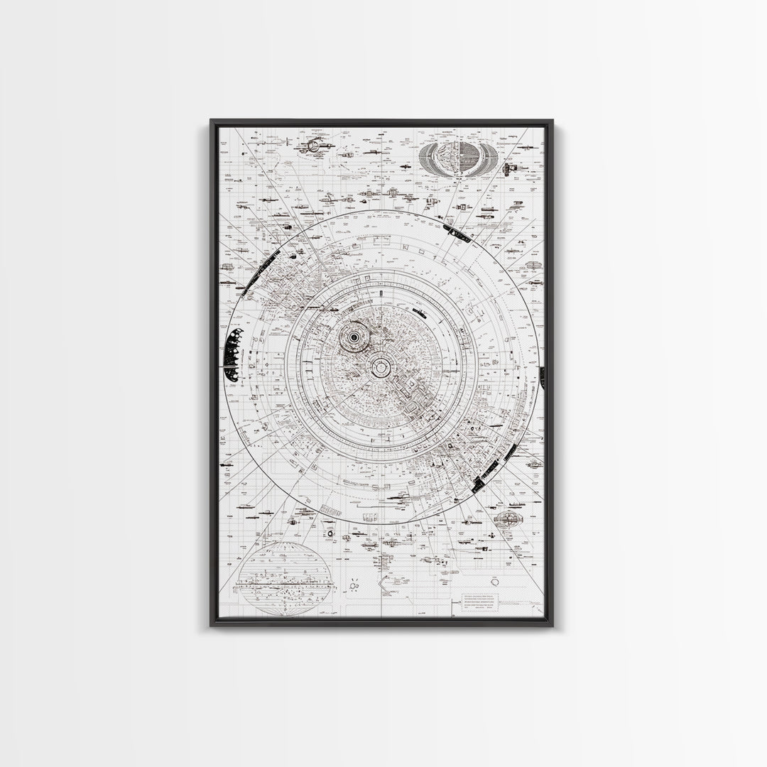 Intricate White Celestial Star Map Diagram Wall Art, Astronomy Blueprint Poster, Minimalist Office Decor, Cosmic Digital Print