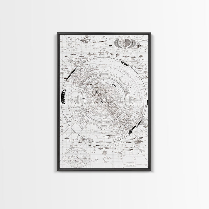 Intricate White Celestial Star Map Diagram Wall Art, Astronomy Blueprint Poster, Minimalist Office Decor, Cosmic Digital Print