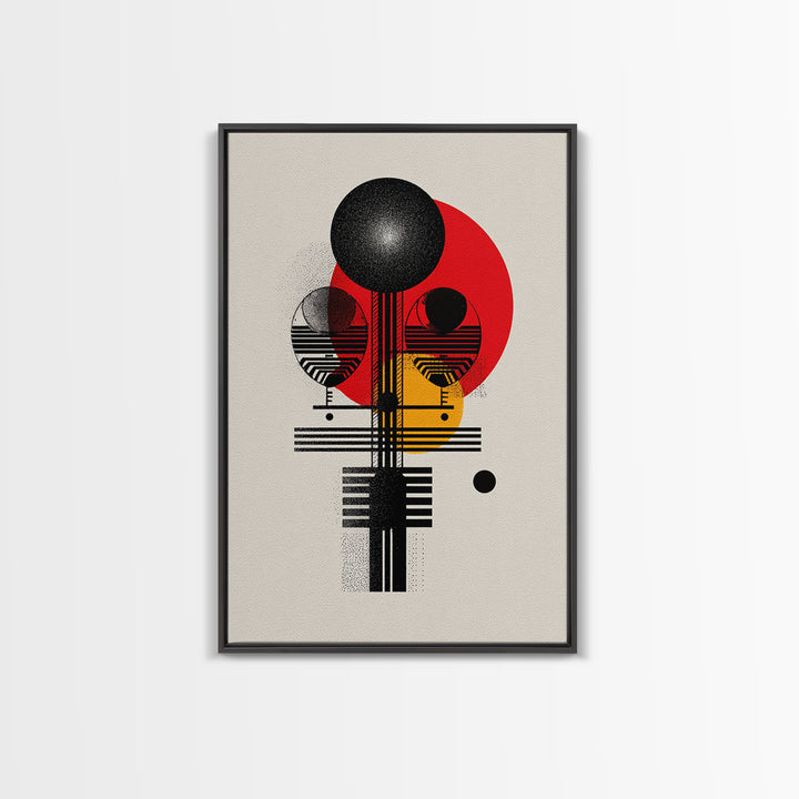 Geometric Afro Abstract Canvas Print, Red Black Gold Modern Wall Decor, African Inspired Minimalist Art, Bold Home Decor