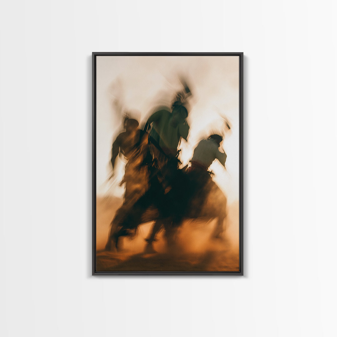 Galloping African Warriors On Horseback, African Warrior Art, Framed Canvas Print, Safari Decor, Cultural Wall Decor Gift
