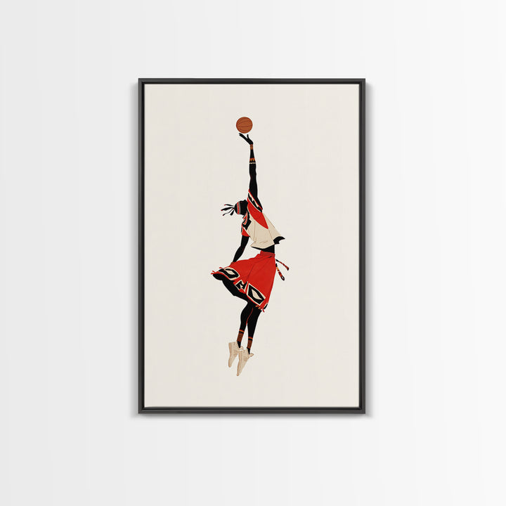 Maasai Warrior Basketball Leap Wall Art, African Warrior Art, African Wall Decor, Afrocentric Sports Canvas Print Gift Decor
