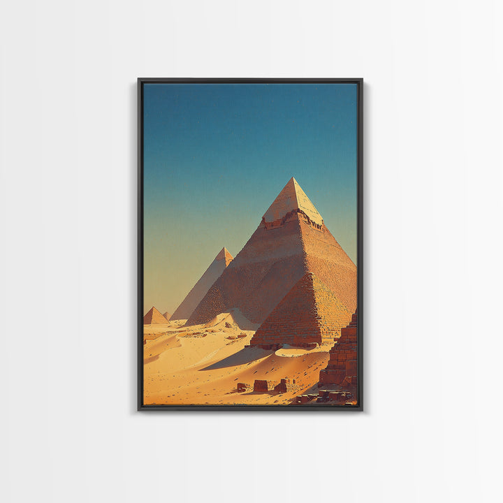Golden Sand Egyptian Pyramids Wall Art, Ancient African Art Print, Sahara Desert Landscape, Travel Poster, Office Decor Gift