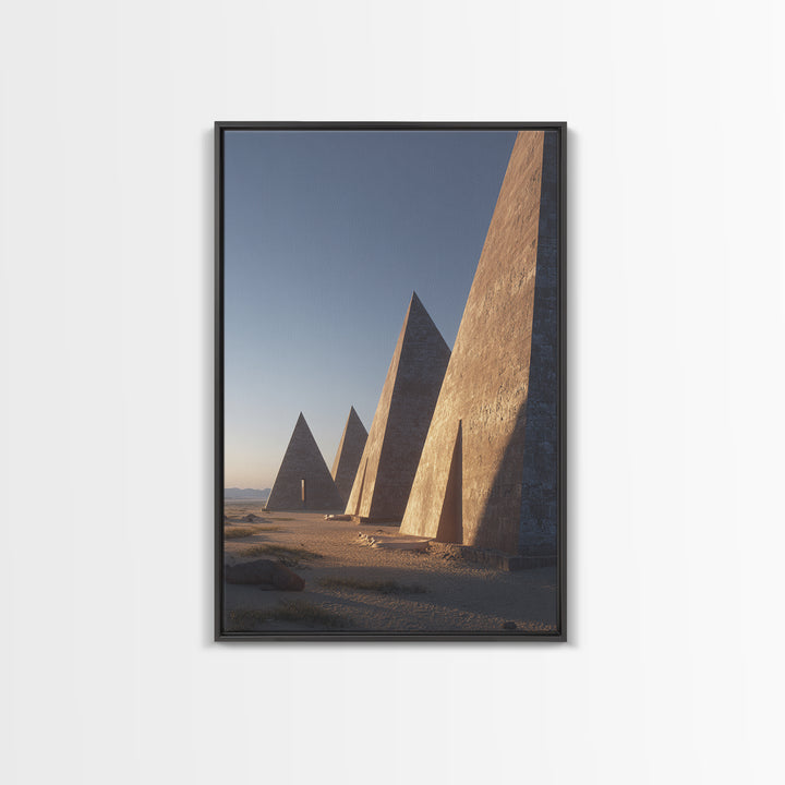 Row Of Monumental Pyramids Wall Art, African Egyptian Art Print, Modern Architecture, Desert Landscape, Statement Wall Decor