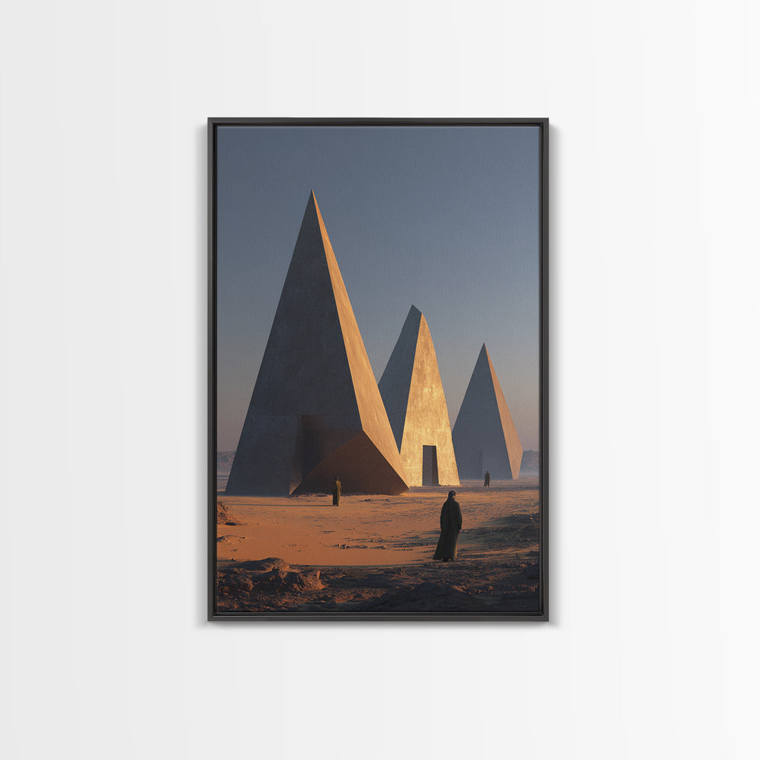 Modern Nubian Pyramids At Sunset Wall Art, African Egyptian Art Print, Ancient African Decor, Desert Architecture Poster