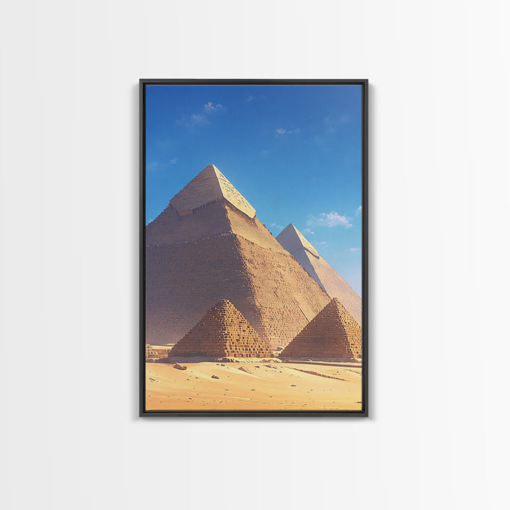 Sunlit Giza Pyramid Close Up Canvas Print, African Egyptian Art, Ancient African Wall Art, Desert Travel Poster, Home Decor