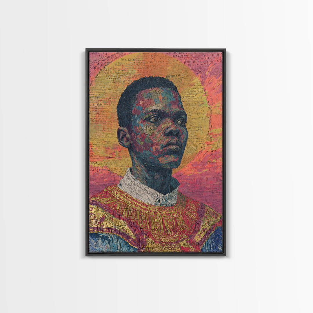 Radiant Black Man Portrait With Golden Halo Wall Art, African American Art, Afrocentric Decor, Black Culture Gift, Statement Home Decor