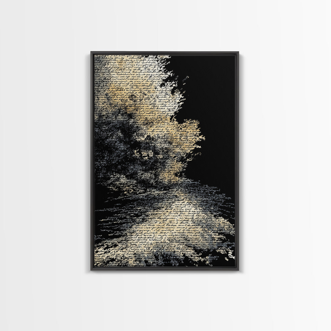 Moody Black And White Figure In Textured Shadows Canvas Print, Abstract Black Art, Minimalist Wall Decor, Gallery Art, Modern Art