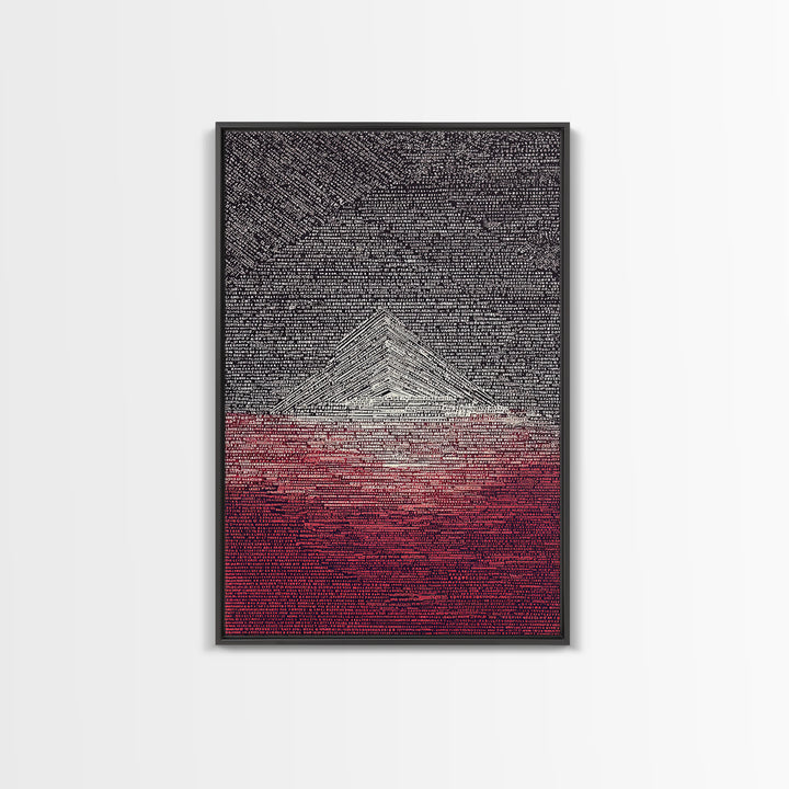 White Pyramid Over Crimson Horizon Wall Art, African Egyptian Art, Geometric Wall Art, Modern Black Decor, Statement Gift