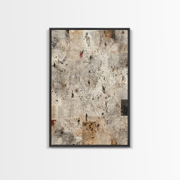 Minimal Abstract Figures On Parchment Wall Art, Contemporary Art, Ethnic Wall Decor, Neutral Gallery Art, Unique Gift For Art Lovers