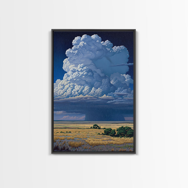 Towering Blue Thunderhead Over African Marsh Canvas Print, Serengeti Wall Art, Safari Decor, Bold Modern Home Decor Gift
